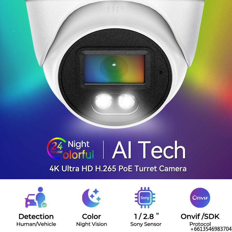 Ip Camera Outdoor 4K - กล้องวงจรปิด 4K Ultra HD สำหรับภายนอกอาคาร ภาพสีคมชัดในเวลากลางคืน