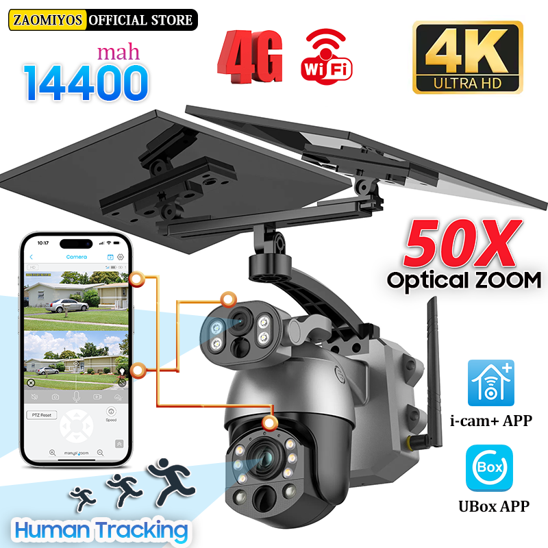 Ip Camera Outdoor 4K - 4K 50X ZOOM กล้องพลังงานแสงอาทิตย์ 10MP 4G