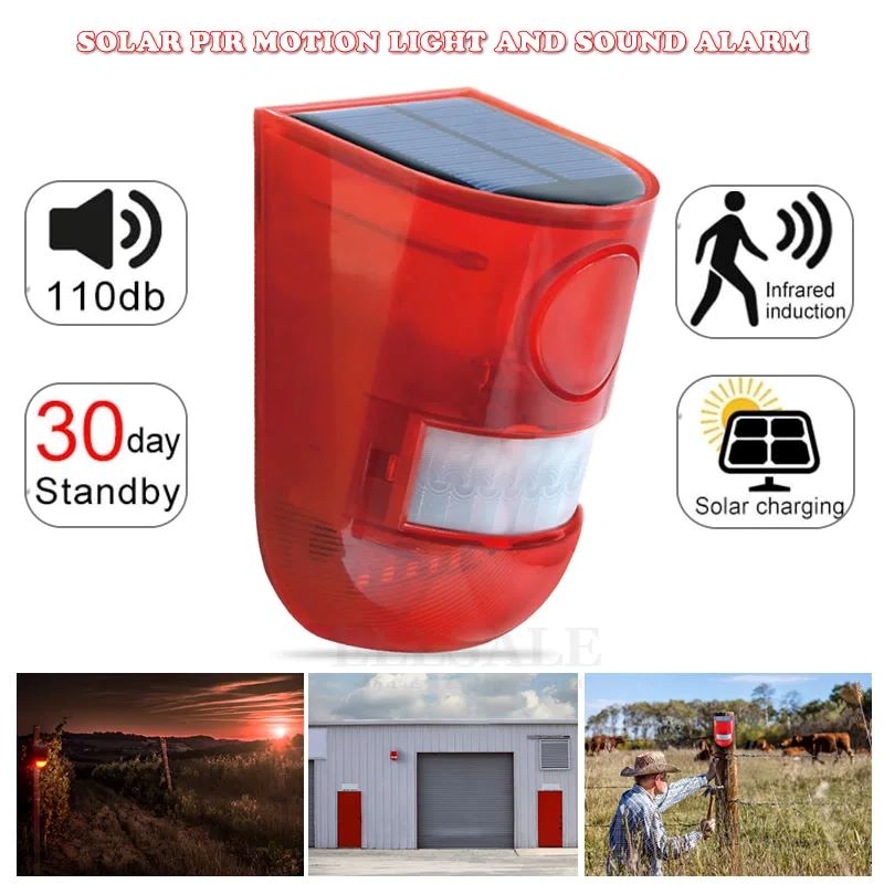 Sim Gsm Alarm - ไฟเตือนกันน้ำพลังงานแสงอาทิตย์ พร้อมเซ็นเซอร์ตรวจจับความเคลื่อนไหวอินฟราเรด ไซเรน ไฟกระพริบ ป้องกันสัตว์รบกวน ระบบรักษาความปลอดภัยสำหรับบ้าน