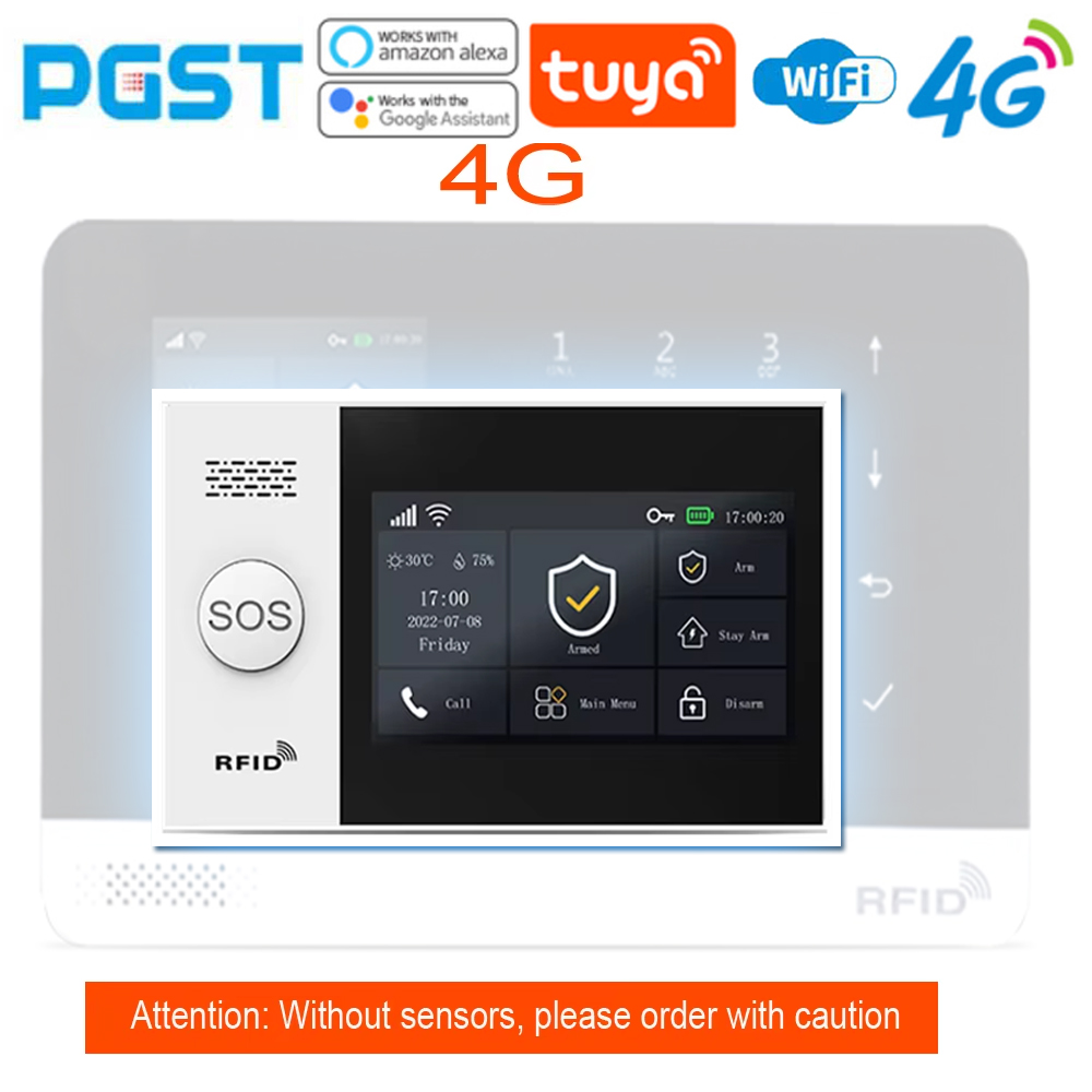 Sim Gsm Alarm - PG-107 Tuya 4G ระบบเตือนภัยภายในบ้าน, หน้าจอขนาดใหญ่ 4.3
