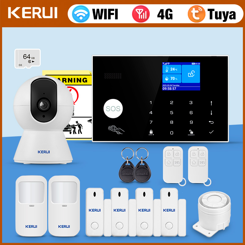 Home Zone Security App - ระบบเตือนภัย KERUI 4G พร้อมโซนแบบมีสาย GSM WiFi