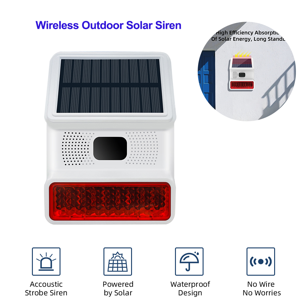 Home Security Lights - Taiboan ไฟสัญญาณเตือนพลังงานแสงอาทิตย์ไร้สาย433MHz, klakson ALARM กลางแจ้งสำหรับระบบเตือนภัยความปลอดภัยในบ้าน WIFI