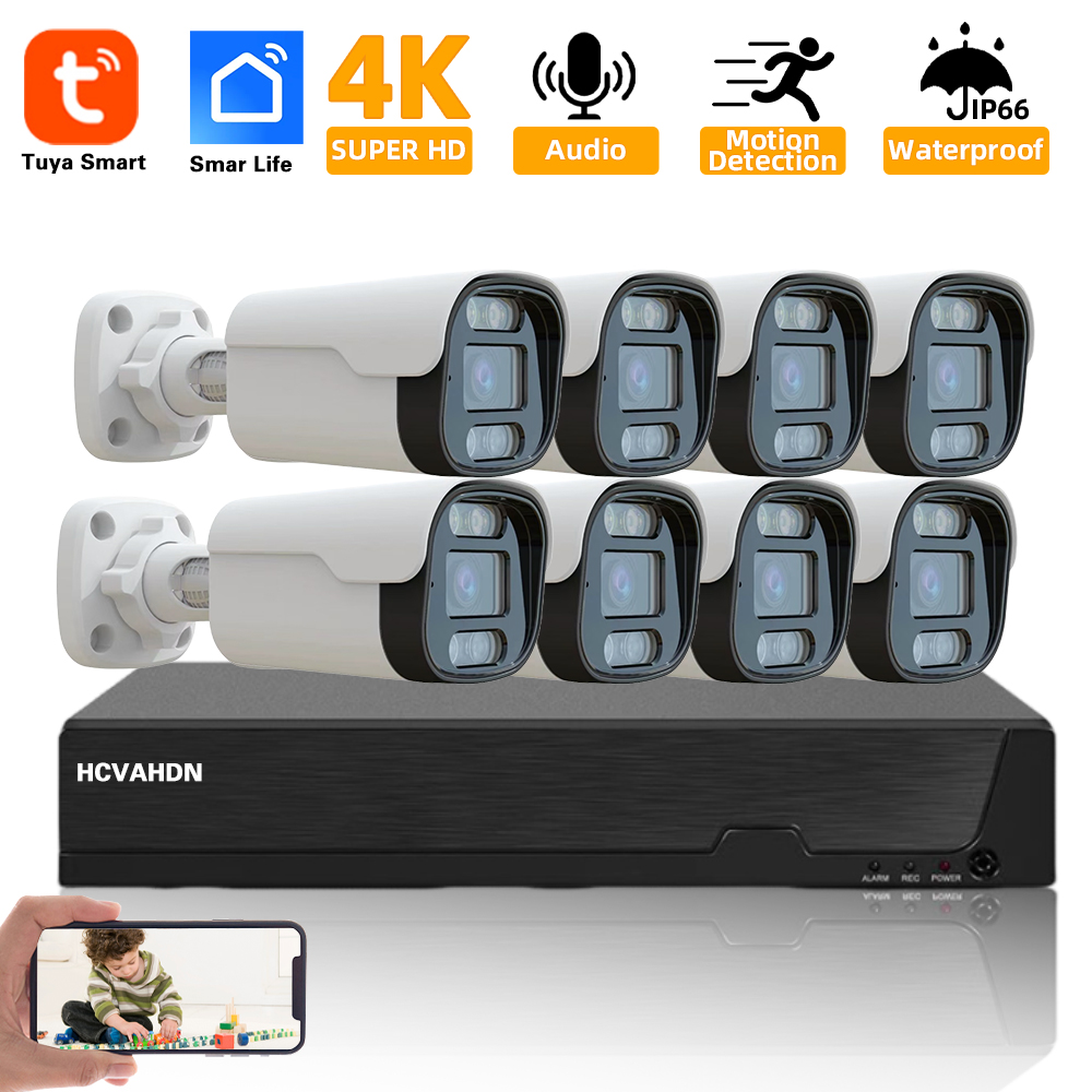 Ip Camera Outdoor 4K - 4K 8MP Tuya ชุดรักษาความปลอดภัย8CH POE NVR