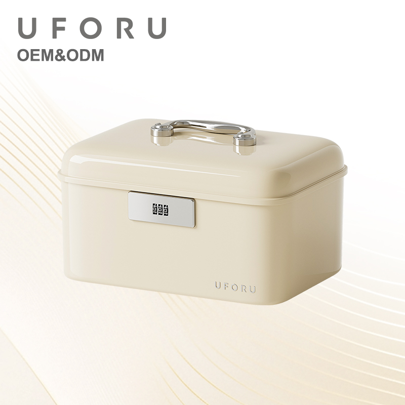 Home Security Equipment - กล่องเก็บของแบบมีด้ามจับ UFORU พร้อมระบบล็อค, กล่องเก็บของสองชั้นขนาดใหญ่, เหมาะสำหรับใช้ในบ้านและสำนักงาน