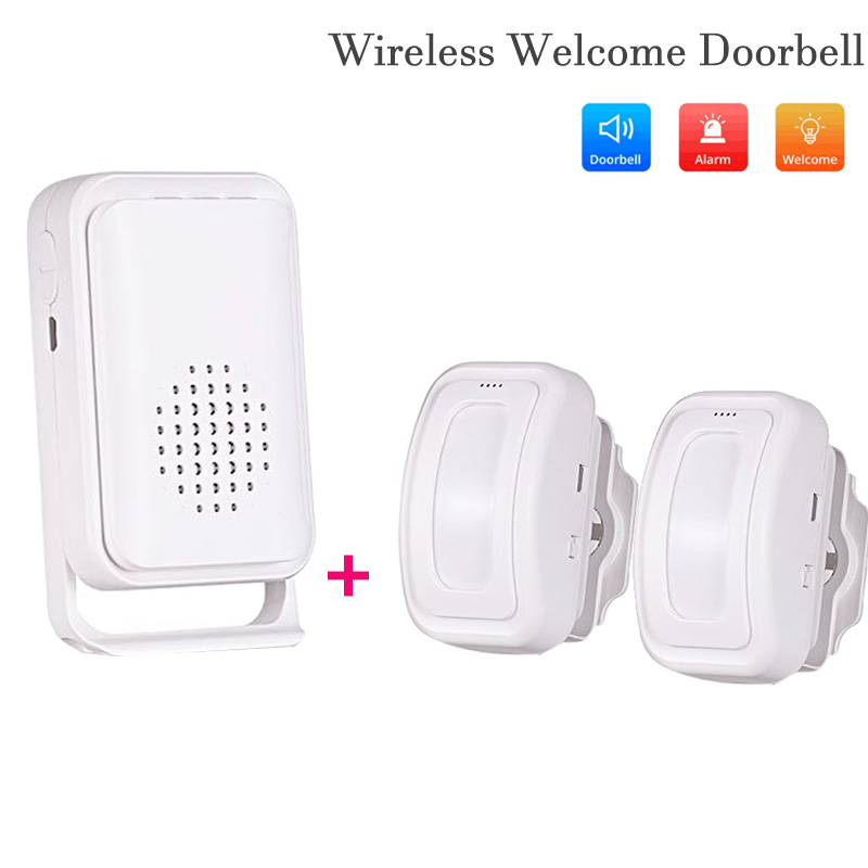 Home Security Equipment - กริ่งประตูต้อนรับแบบไร้สายเครื่องตรวจจับอินฟาเรดเซ็นเซอร์ตรวจจับการเคลื่อนไหว PIR ระบบแจ้งเตือนทางเข้าประตู