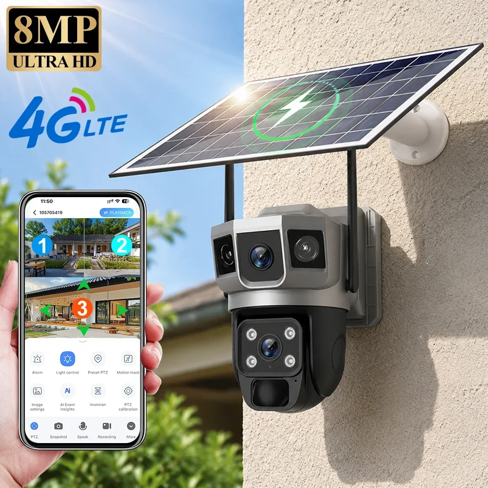 กล้อง V380 4K 3 หน้าจอ 4G แบตเ - Home Security Kamera บทวิจารณ์และราคา