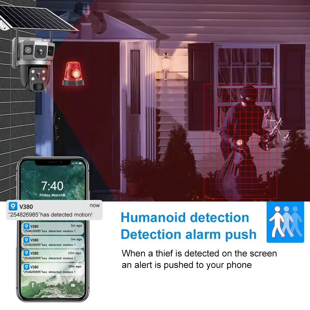 กล้อง V380 4K 3 หน้าจอ 4G แบตเ - Home Security Kamera บทวิจารณ์และราคา